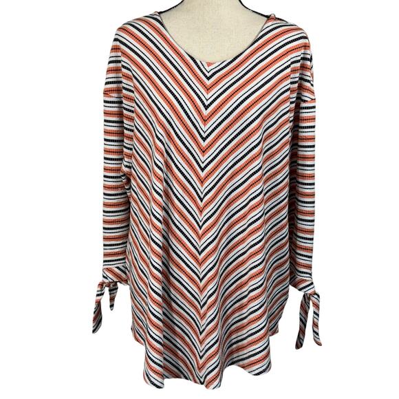 Ruby Rd. Tops - Ruby Rd 1X-Large Top Striped 3/4 Sleeves Stretch Round Neck Pullover Multicolor